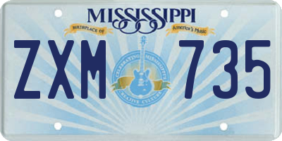 MS license plate ZXM735