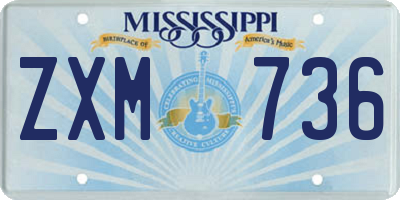 MS license plate ZXM736