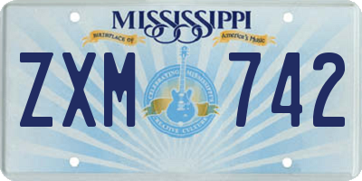 MS license plate ZXM742