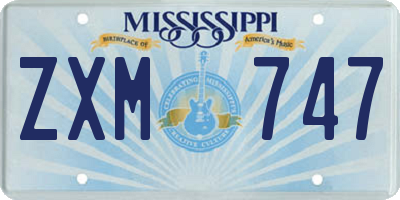 MS license plate ZXM747