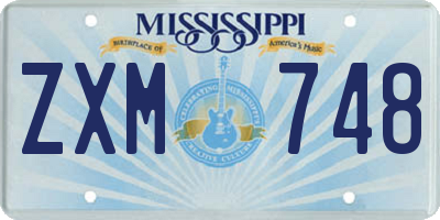 MS license plate ZXM748