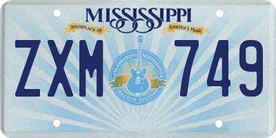 MS license plate ZXM749