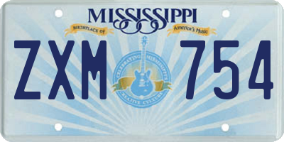 MS license plate ZXM754