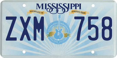 MS license plate ZXM758