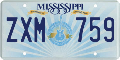 MS license plate ZXM759
