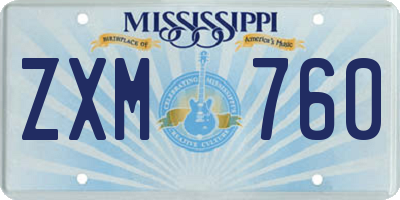 MS license plate ZXM760