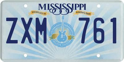 MS license plate ZXM761