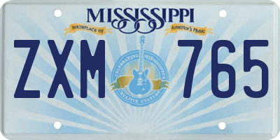 MS license plate ZXM765