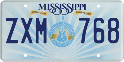 MS license plate ZXM768