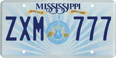 MS license plate ZXM777