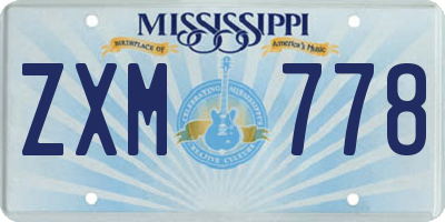 MS license plate ZXM778