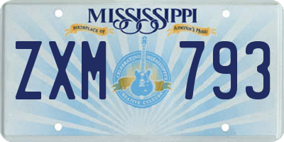 MS license plate ZXM793
