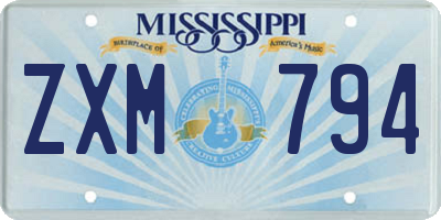 MS license plate ZXM794