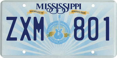 MS license plate ZXM801