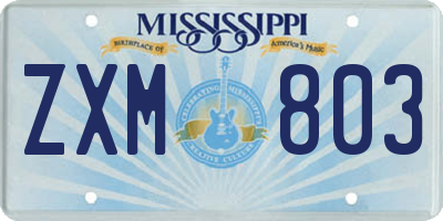 MS license plate ZXM803