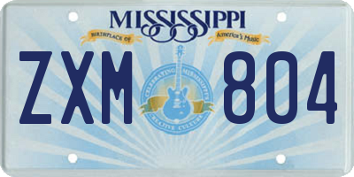 MS license plate ZXM804