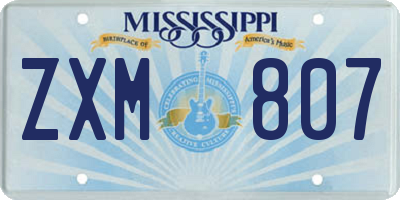 MS license plate ZXM807