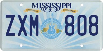 MS license plate ZXM808