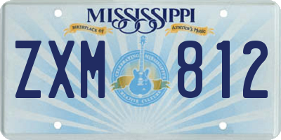 MS license plate ZXM812