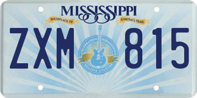 MS license plate ZXM815