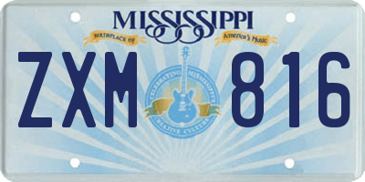 MS license plate ZXM816