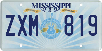 MS license plate ZXM819