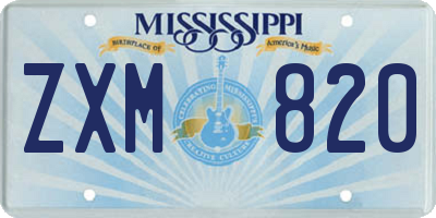 MS license plate ZXM820
