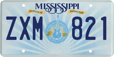 MS license plate ZXM821