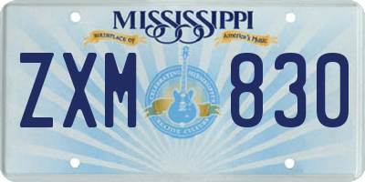 MS license plate ZXM830
