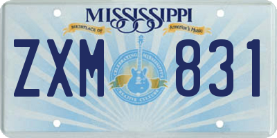 MS license plate ZXM831