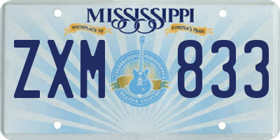 MS license plate ZXM833