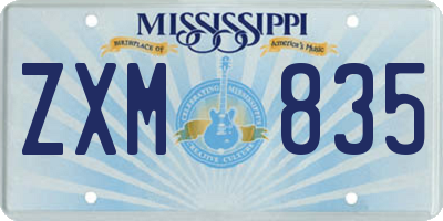 MS license plate ZXM835