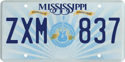 MS license plate ZXM837