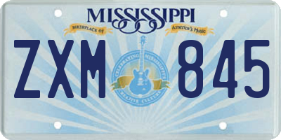 MS license plate ZXM845