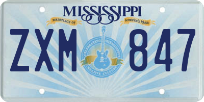 MS license plate ZXM847