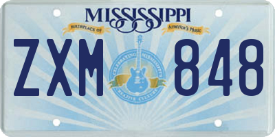MS license plate ZXM848