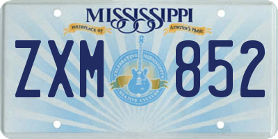 MS license plate ZXM852