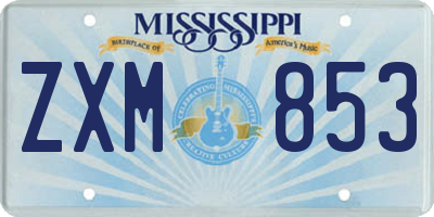 MS license plate ZXM853