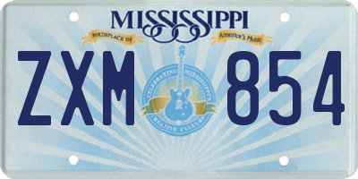 MS license plate ZXM854