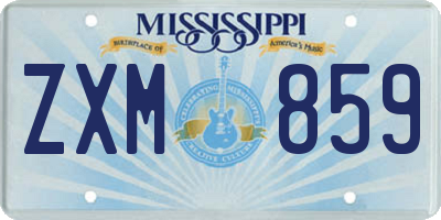 MS license plate ZXM859