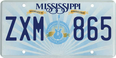 MS license plate ZXM865