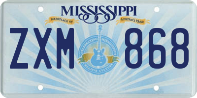 MS license plate ZXM868