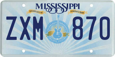 MS license plate ZXM870