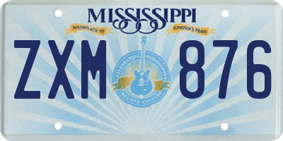MS license plate ZXM876