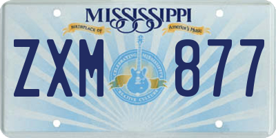 MS license plate ZXM877