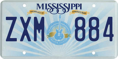 MS license plate ZXM884