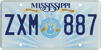 MS license plate ZXM887