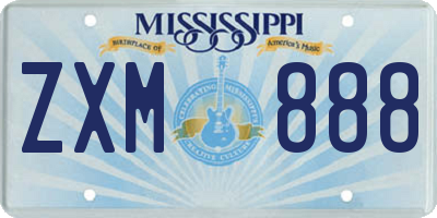 MS license plate ZXM888