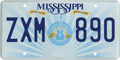 MS license plate ZXM890