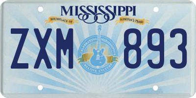 MS license plate ZXM893